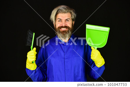 I prepared surprise for you. Housework and domestic duty. Male janitor with cleaning supply. sweeping the floor. man cleaner. bearded man cleaning with mop. Janitor in gloves. husband cleaning house I prepared surprise for you. Housework and domestic duty. Male janitor with cleaning supply. sweeping the floor. man cleaner. bearded man cleaning with mop. Janitor in gloves. husband cleaning house 101047733