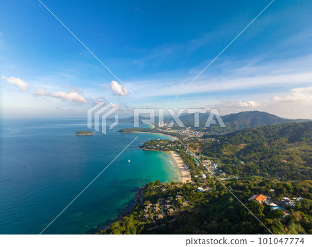 Aerial view from Kata & Karon beach viewpoint, Phuket, Thailand. 101047774