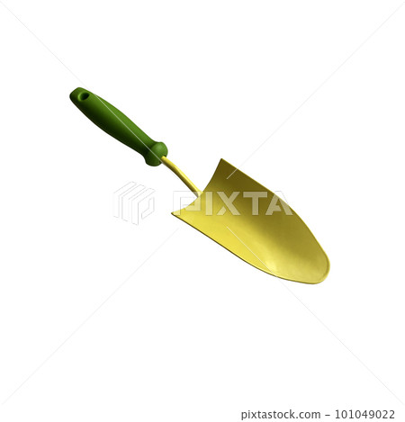 Little metal trowel cut out object, garden appliances isolated, clipping path Little metal trowel cut out object, garden appliances isolated, clipping path 101049022