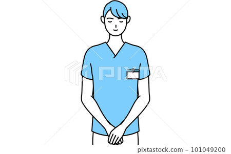 男護士、物理治療師、職業治療師、言語治療師、護理助理雙手合十鞠躬 101049200
