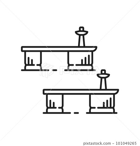 Jainism symbol of Paduka footwear, Jain religion and Tirthankara worship vector icon. Jainism, Buddhism and Hinduism religion symbol of Paduka sandals of Mahavira or Vardhamana 101049265