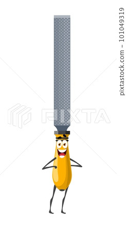 Cartoon file rasp tool character, work instrument personage, vector carpentry and woodworking equipment. DIY construction workshop item, funny file rasp tool character with smile Cartoon file rasp tool character, work instrument personage, vector carpentry and woodworking equipment. DIY construction workshop item, funny file rasp tool character with smile 101049319