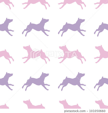 Running miniature pinscher puppy. Seamless pattern 101050660