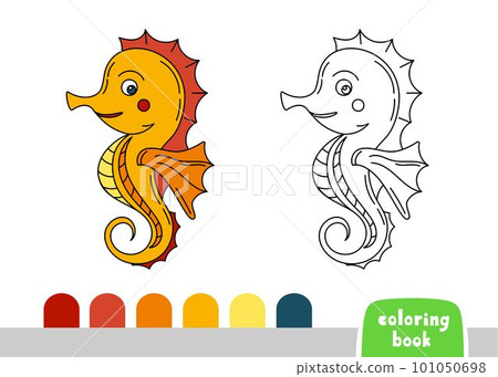 Coloring Book for Kids Seahorse Page for Books Magazines Vector Illustration Template Coloring Book for Kids Seahorse Page for Books Magazines Vector Illustration Template 101050698
