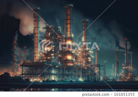 Oil and gas industry. Refinery production plant. Created with Generative AI 101051355