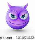 3D Rendering Purple Devil emoji isolated on white background  101051882