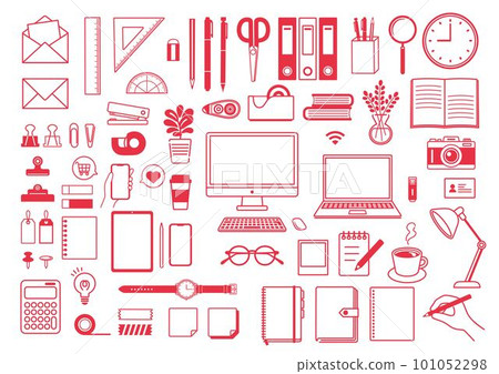 簡單的文具和電腦圖標集工作PC文具辦公學習 101052298