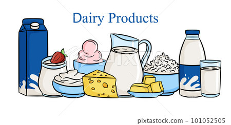 Dairy product line set, vector illustration 101052505
