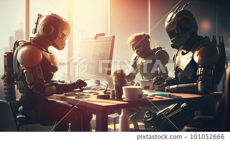 man an ai robot compete for work, AI based man an ai robot compete for work, AI based 101052666