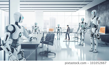 man an ai robot compete for work, AI based 101052667