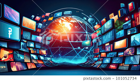 Digital contents concept. Social networking service. Streaming video. NFT. Ai generative Digital contents concept. Social networking service. Streaming video. NFT. Ai generative 101052734