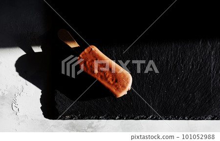 Ice cream on stick with chocolate 101052988