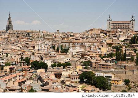 Beautiful view of the old town of Toledo with church towers, Spain on a sunny day Beautiful view of the old town of Toledo with church towers, Spain on a sunny day 101053084
