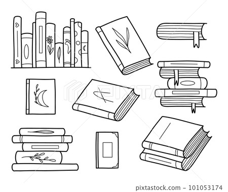Set of Books in doodle style. Stacks of Books. World Book Day. Vector illustration. Set of Books in doodle style. Stacks of Books. World Book Day. Vector illustration. 101053174