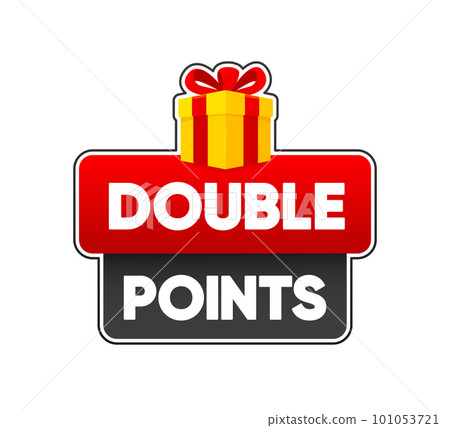 Double Points. Flat banner with red double prize. Promotion design. Vector illustration. 101053721