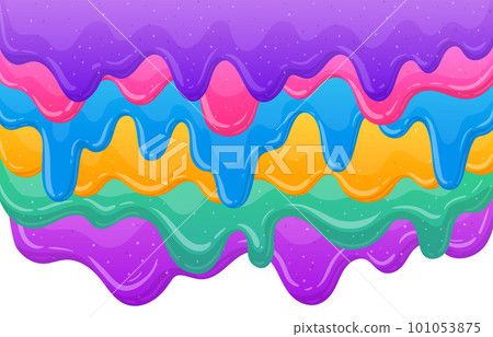 Cartoon sticky slime splash. Slime borders, dripping liquid mucus backdrop. Sticky slime flat vector background illustration Cartoon sticky slime splash. Slime borders, dripping liquid mucus backdrop. Sticky slime flat vector background illustration 101053875