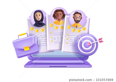 3D CV icon, job recruit headhunter concept,  101053989