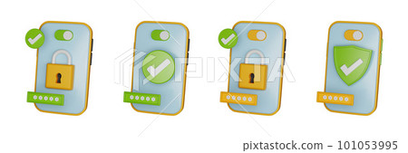 3D phone secure icon set 101053995