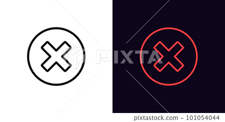 Outline cross mark icon, with editable stroke. Error sign, cancel and reject, X pictogram. Incorrect select, cancel cross mark, disapprove request, notice refuse, wrong answer and mistake. 101054044
