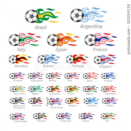 Flame flag set with soccer ball Flame flag set with soccer ball 101054118