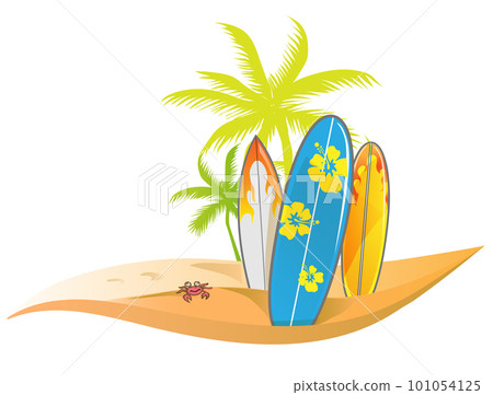 Summer surfing vector design isolated on white 101054125