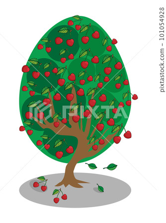 cherry tree with ripe red berries 101054928