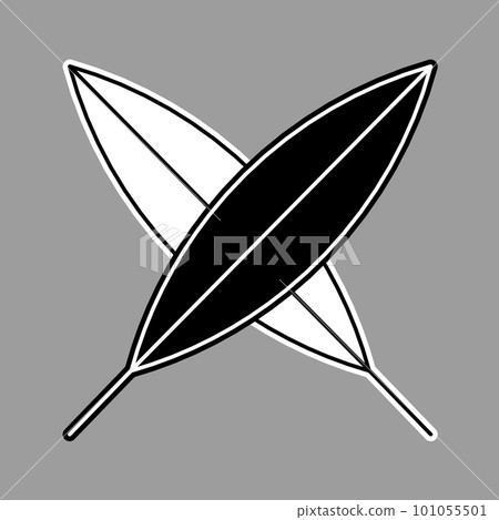 Japanese style design Sign with two leaves Bamboo. Simple vector logo Japanese style design Sign with two leaves Bamboo. Simple vector logo 101055501