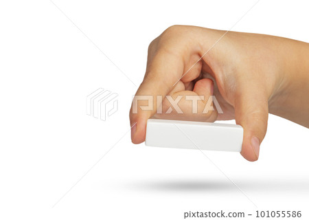 White minus symbol in hand. White mathematical symbol minus in hand on a white isolated background. White minus symbol in hand. White mathematical symbol minus in hand on a white isolated background. 101055586