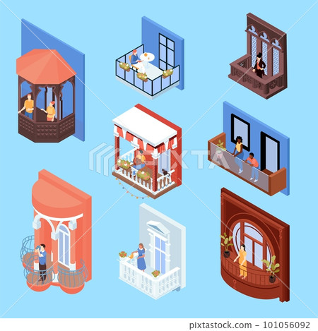 Isometric House Facade Set Isometric House Facade Set 101056092
