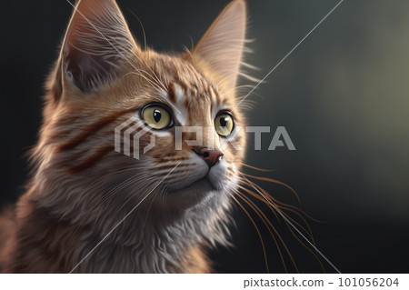 Portrait of funny cat. Portrait of a beautiful gray striped cat 101056204