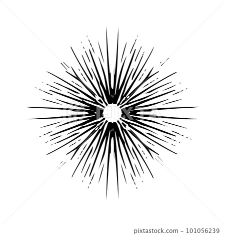 Vector black sun in boho style. Abstract illustration of the dawn drawn by hand with a single line. Esotericism. Vector black sun in boho style. Abstract illustration of the dawn drawn by hand with a single line. Esotericism. 101056239