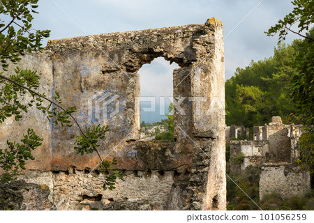 Abandoned Greek village in Turkey. Stone houses and ruins of Fethiye Kayakoy. Abandoned Greek village in Turkey. Stone houses and ruins of Fethiye Kayakoy. 101056259