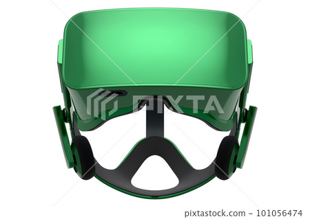 Realistic virtual reality glasses with green chrome texture on white background Realistic virtual reality glasses with green chrome texture on white background 101056474
