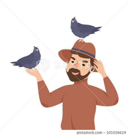 Espionage with Man Private Detective in Hat with Earphone and Pigeon Sitting on His Head Listening to Conversation Vector Illustration Espionage with Man Private Detective in Hat with Earphone and Pigeon Sitting on His Head Listening to Conversation Vector Illustration 101056629
