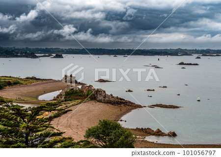 Point Of L'Arcouest Near Brehat Island, Ile de Brehat, In The English Channel At The Coast of Brittany In France Point Of L'Arcouest Near Brehat Island, Ile de Brehat, In The English Channel At The Coast of Brittany In France 101056797