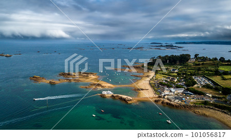 Point Of L'Arcouest Near Brehat Island, Ile de Brehat, In The English Channel At The Coast of Brittany In France Point Of L'Arcouest Near Brehat Island, Ile de Brehat, In The English Channel At The Coast of Brittany In France 101056817