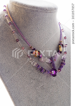 stylish handmade author chokers with natural gemstones. hobby and fashion concept stylish handmade author chokers with natural gemstones. hobby and fashion concept 101057857