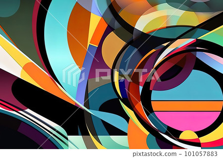 Multicolored geometric abstract art in cubism style, AI generative image 101057883