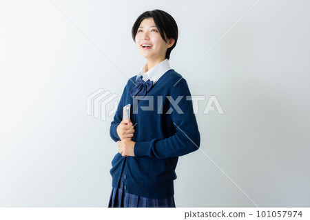 High school girl studying image 101057974