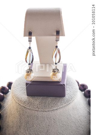 author beautiful pearls jewelry demonstrated around white backround. fashion and jewelry concept author beautiful pearls jewelry demonstrated around white backround. fashion and jewelry concept 101058114