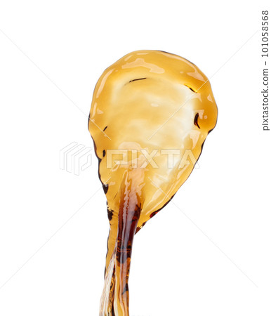 Coffee drink Shape form droplet of espresso splashes into drop cola line tube attack fluttering in air and stop motion freeze shot. Splash soyu soy sauce coffee drink texture graphic resource elements 101058568