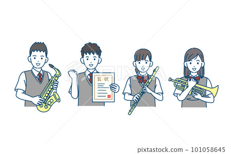 Illustration of the students of the brass band 101058645