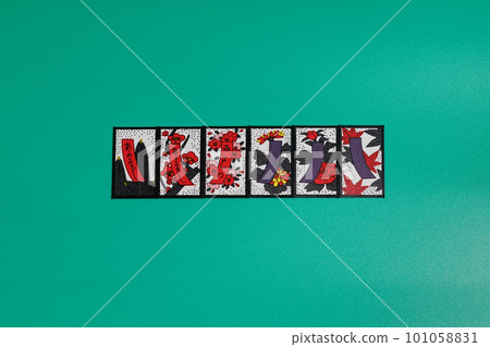 Hanafuda hand red and short, blue and short overlap 101058831