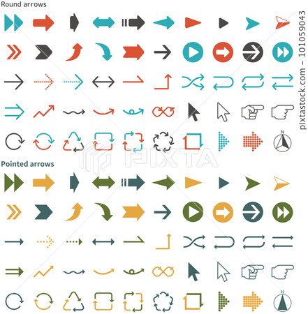 Stock Illustration: Arrow icon and arrow design set 101059043