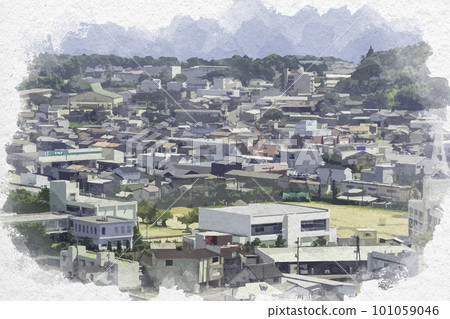 水彩風格 新宮 新宮市區 新宮市綠丘中學 和歌山縣新宮市 101059046