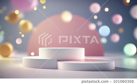 Generative AI, Product Display Stand on Soft Pastel Bokeh Background for Presenting and Showcasing Any Product with Style and Elegance Generative AI, Product Display Stand on Soft Pastel Bokeh Background for Presenting and Showcasing Any Product with Style and Elegance 101060308