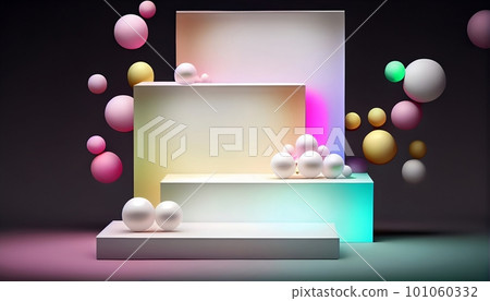 Generative AI, Product Display Stand on Soft Pastel Bokeh Background for Presenting and Showcasing Any Product with Style and Elegance 101060332