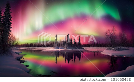Generative AI, Arctic Symphony: Capturing the Aurora Borealis in Full Bloom Generative AI, Arctic Symphony: Capturing the Aurora Borealis in Full Bloom 101060438