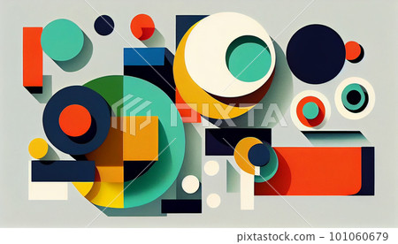 Generative AI, Simplicity in Color: A Bold and Eye-Catching Geometric Composition 101060679