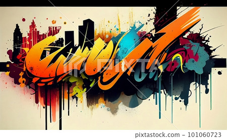 Generative AI, "Graffiti Art": A Vibrant and Edgy Image Inspired by Street Art, Featuring Large and Colorful Paint Splatters Evoking Urban Energy and Creativity. 101060723